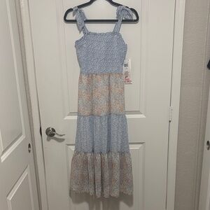 Celebrity Pink Blue and Orange Floral Dress